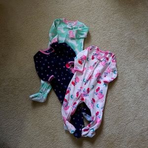 Baby Girl Footed Pajamas Bundle size 12M